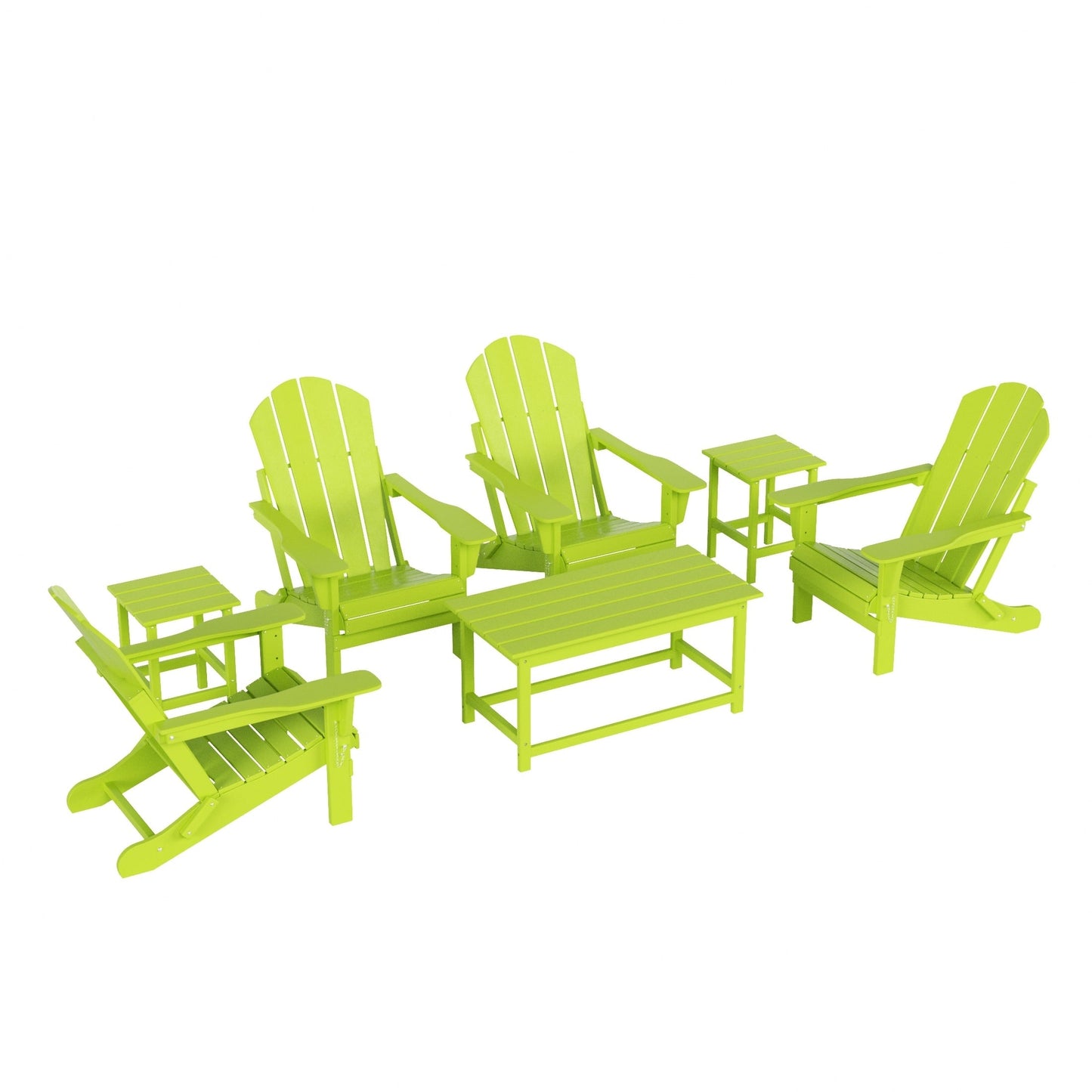 Polytrends Laguna Hdpe All Weather Patio Outdoor Pieghevole Adirondack Set da conversazione (Set da 7 pezzi)