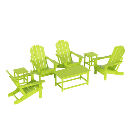 Polytrends Laguna Hdpe All Weather Patio Outdoor Pieghevole Adirondack Set da conversazione (Set da 7 pezzi)