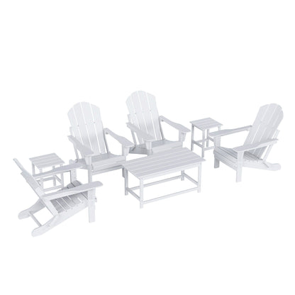 Polytrends Laguna Hdpe All Weather Patio Outdoor Pieghevole Adirondack Set da conversazione (Set da 7 pezzi)