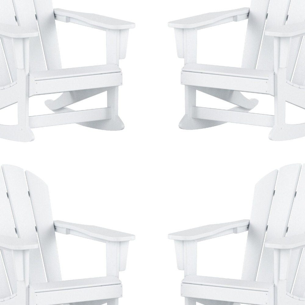 Sedia a dondolo da esterno per patio Polytrends Laguna HDPE adatta a tutte le stagioni (set da 4)