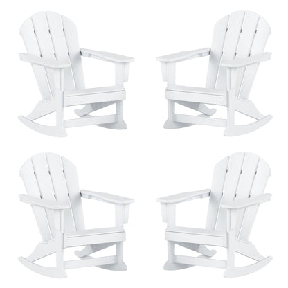 Sedia a dondolo da esterno per patio Polytrends Laguna HDPE adatta a tutte le stagioni (set da 4)