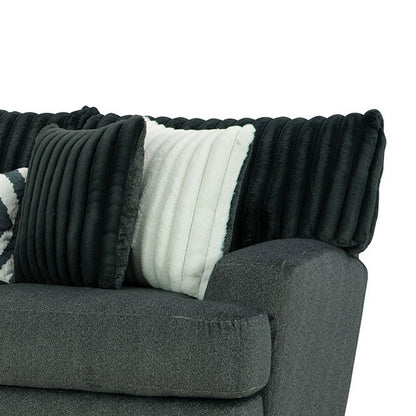 Divano Laila, 5 cuscini decorativi, 98 pollici in legno massello, ciniglia grigio scuro