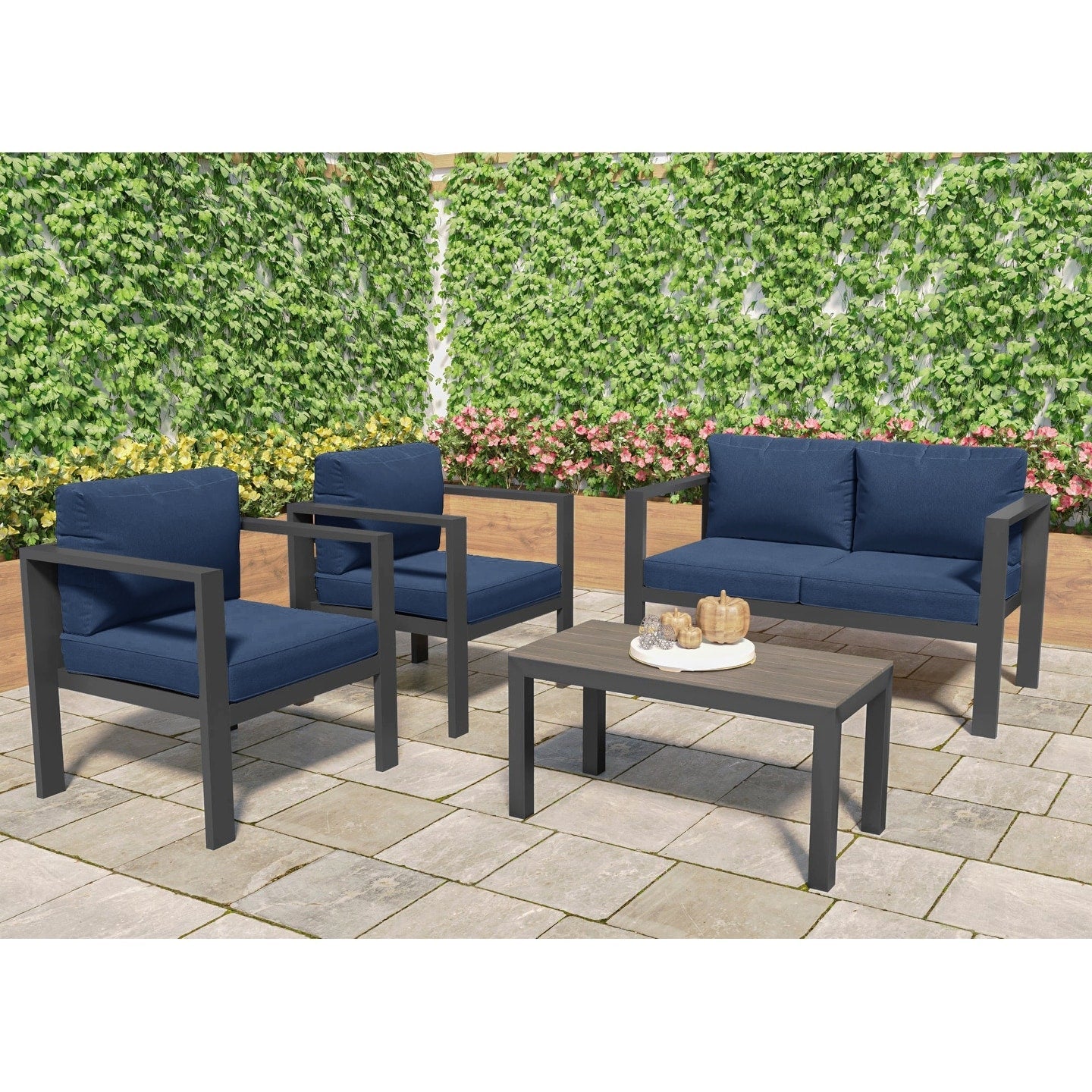 Set di sedute da conversazione per esterni in alluminio Lakeview (4 pezzi)