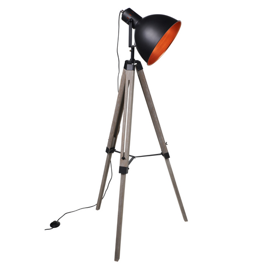 Lampada regista da terra con faro colore ottone