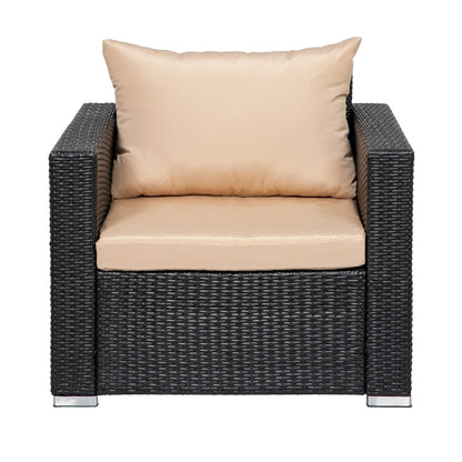 Set di mobili da giardino in vimini Landon da 4 pezzi con cuscini