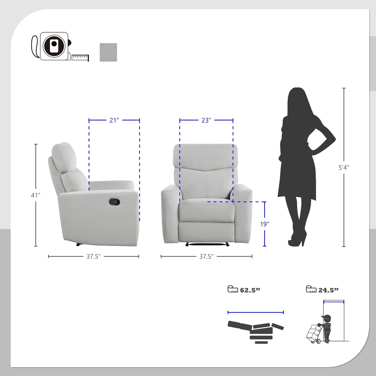 Poltrona reclinabile manuale Lantham Velvet