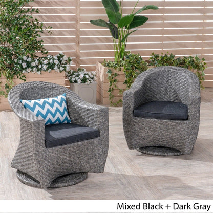 Sedia girevole in vimini da esterno Larchmont (set da 2) di Christopher Knight Home