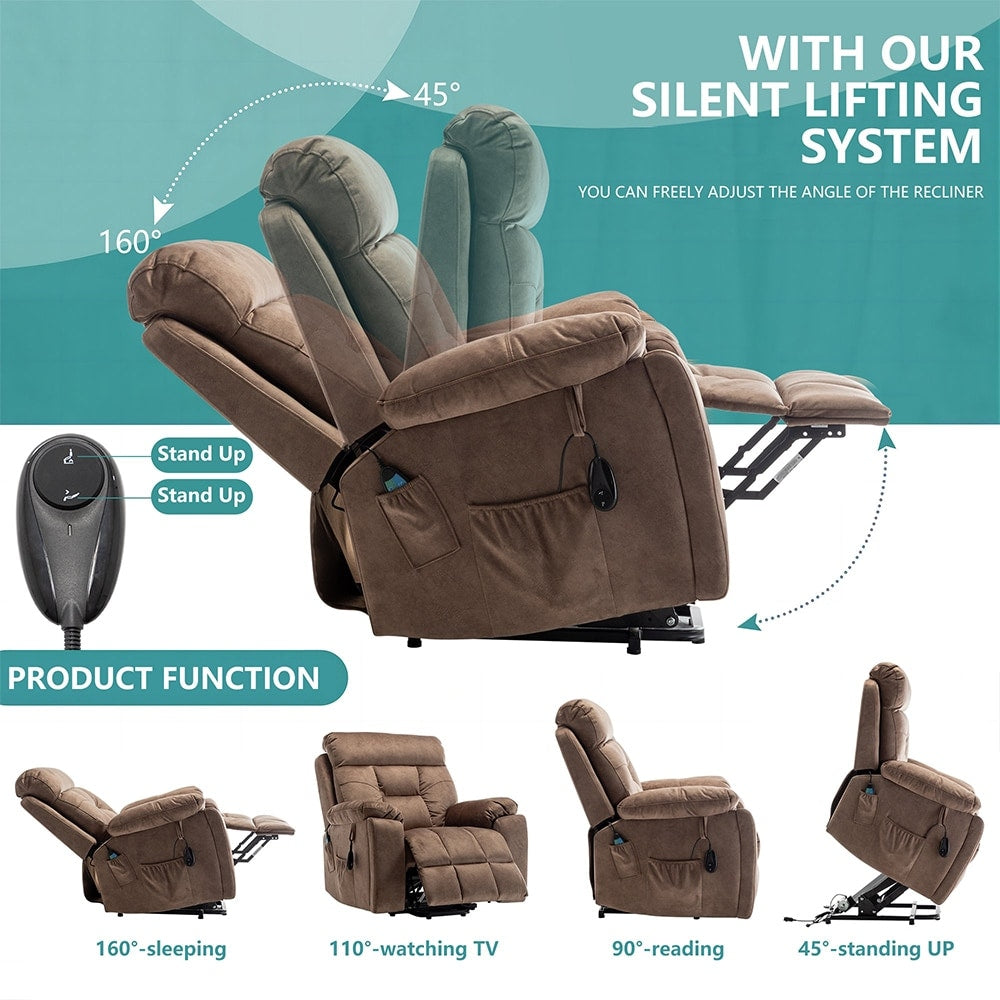 Poltrona reclinabile elettrica con massaggio e riscaldamento, portabicchieri nascosto