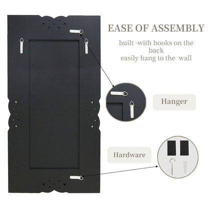 Grande specchio da parete a incastro con perline di cristallo rettangolare