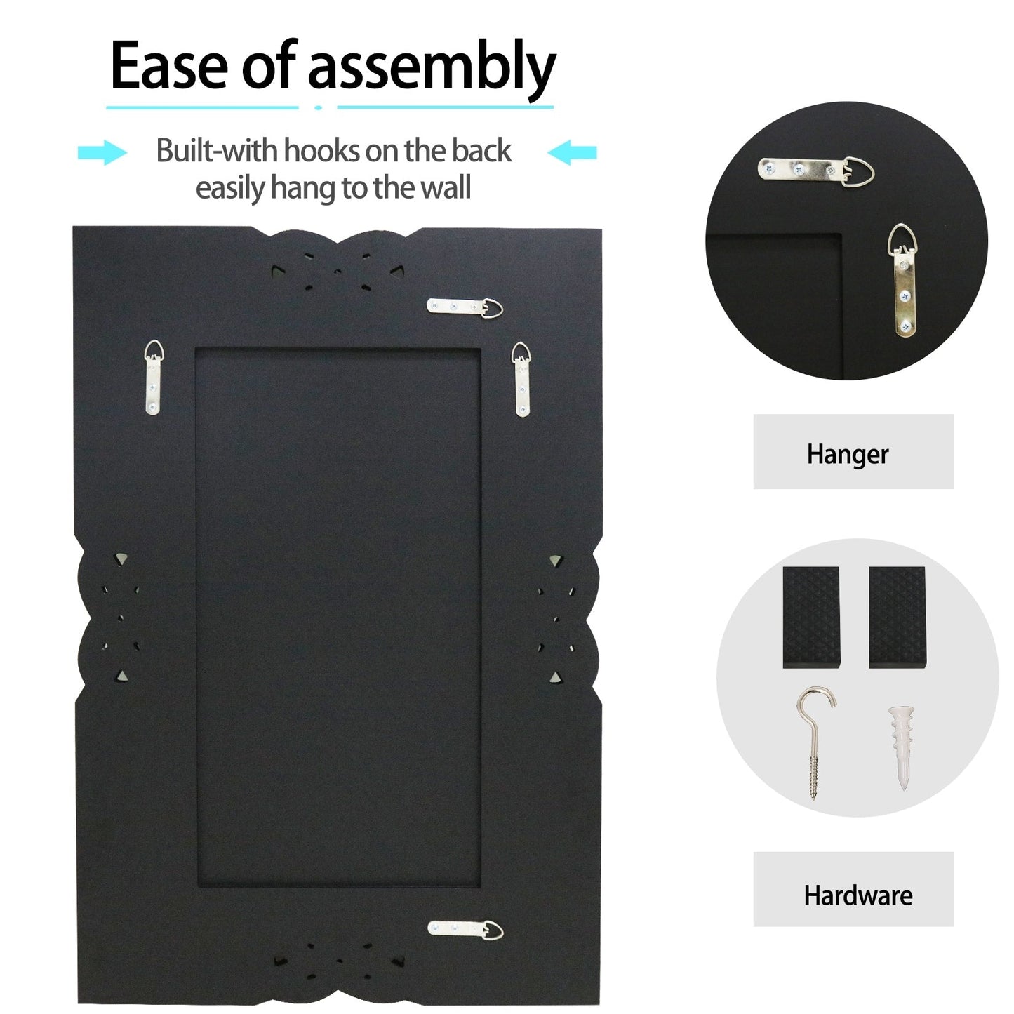 Grande specchio da parete a incastro con perline di cristallo rettangolare