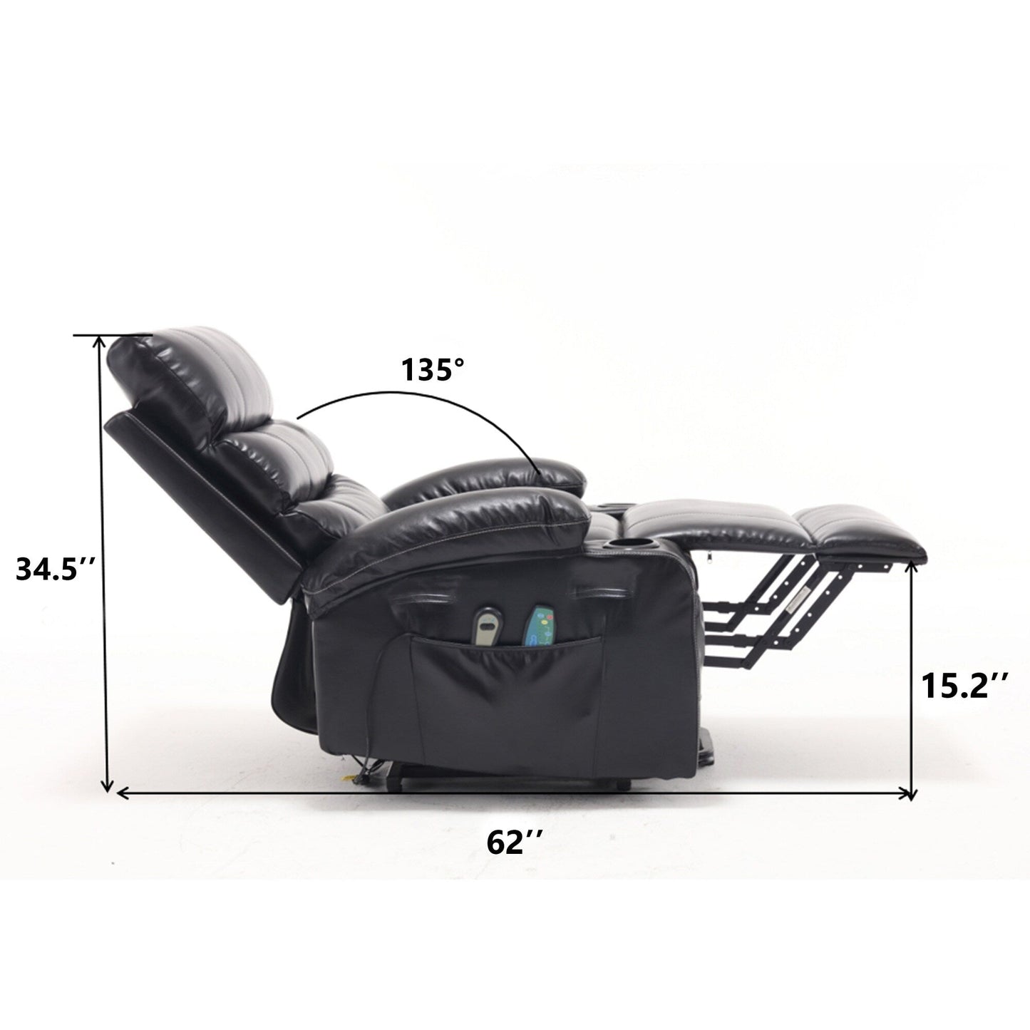 Poltrona reclinabile elettrica di grandi dimensioni con massaggio vibrante a 8 punti e riscaldamento lombare