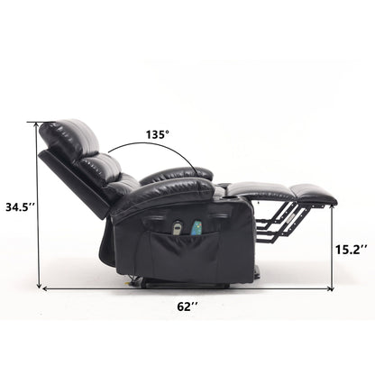 Poltrona reclinabile elettrica di grandi dimensioni con massaggio vibrante a 8 punti e riscaldamento lombare