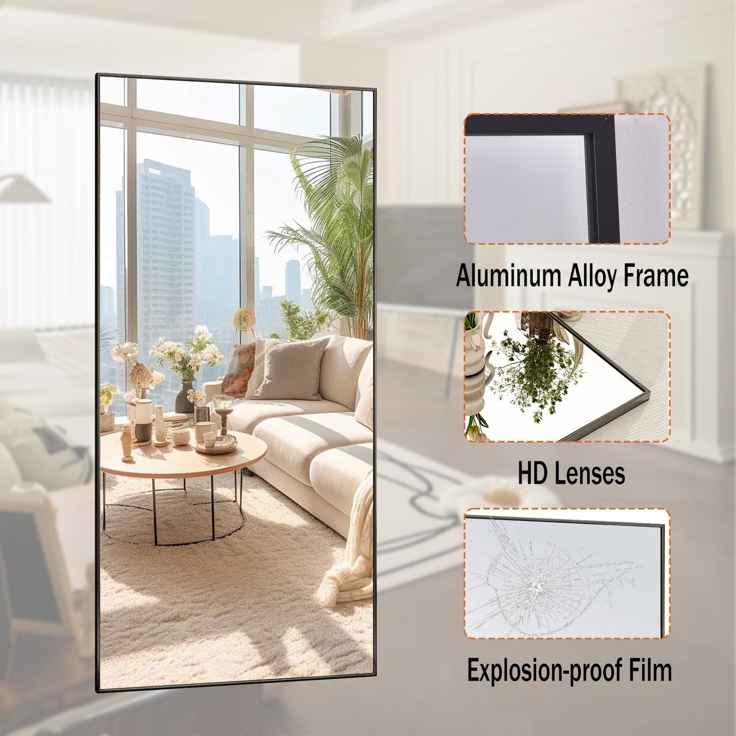 Grande specchio a figura intera da appendere alla parete