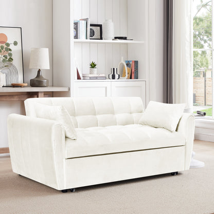 Divano letto grande in velluto con schienale regolabile - Design salvaspazio 3 in 1 per soggiorni o camere da letto