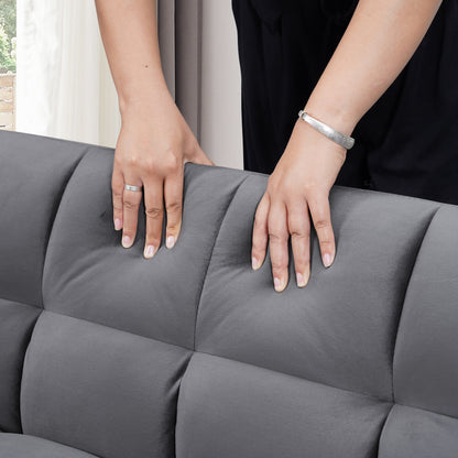 Divano letto grande in velluto con schienale regolabile - Design salvaspazio 3 in 1 per soggiorni o camere da letto