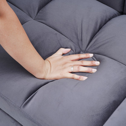 Divano letto grande in velluto con schienale regolabile - Design salvaspazio 3 in 1 per soggiorni o camere da letto