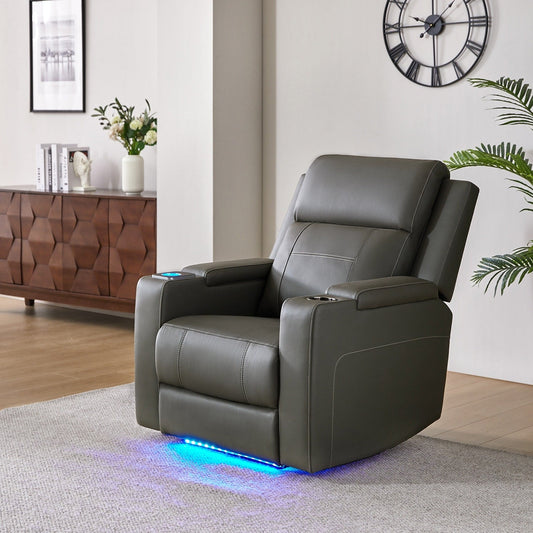 Poltrona reclinabile elettrica Laura 35.04 Wide in vera pelle con poggiatesta regolabili di HULALA HOME