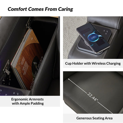 Poltrona reclinabile elettrica Laura 35.04 Wide in vera pelle con poggiatesta regolabili di HULALA HOME