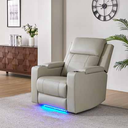 Poltrona reclinabile elettrica Laura 35.04 Wide in vera pelle con poggiatesta regolabili di HULALA HOME