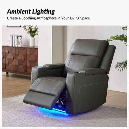 Poltrona reclinabile elettrica Laura 35.04 Wide in vera pelle con poggiatesta regolabili di HULALA HOME