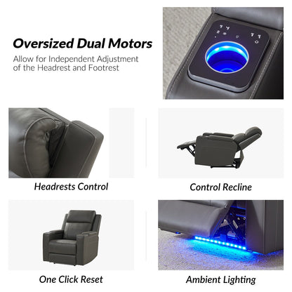 Poltrona reclinabile elettrica Laura 35.04 Wide in vera pelle con poggiatesta regolabili di HULALA HOME