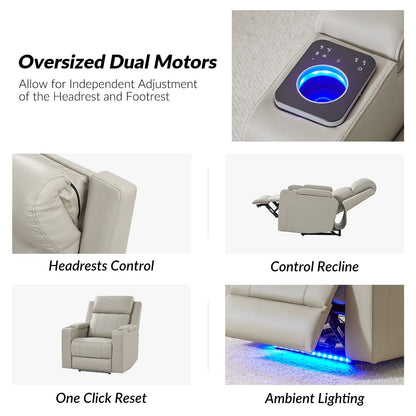 Poltrona reclinabile elettrica Laura 35.04 Wide in vera pelle con poggiatesta regolabili di HULALA HOME