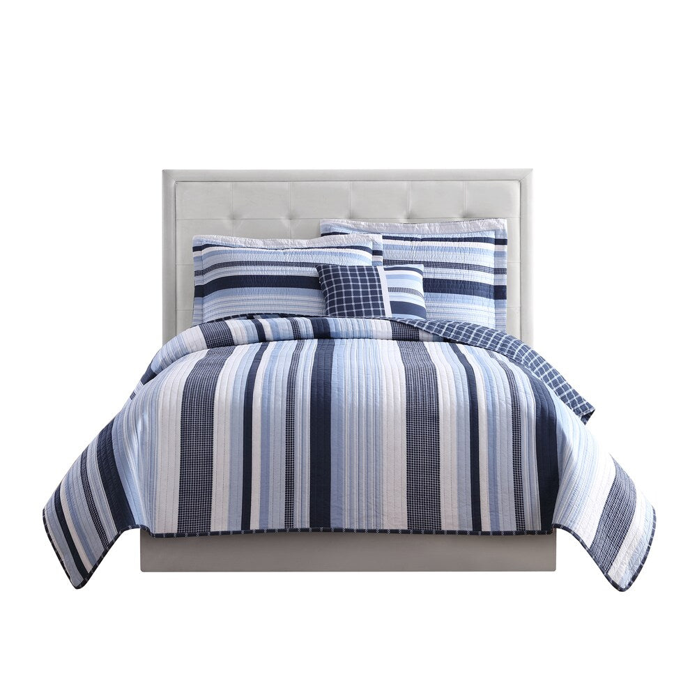 Set trapunta My World Mason Stripe da 3 pezzi con cuscino decorativo in omaggio