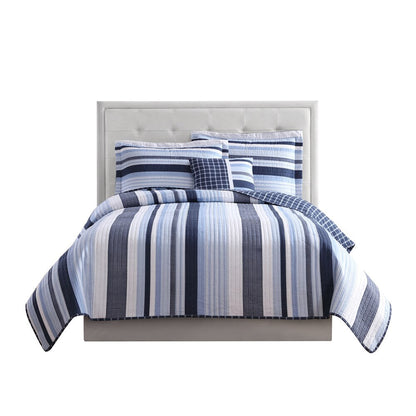 Set trapunta My World Mason Stripe da 3 pezzi con cuscino decorativo in omaggio