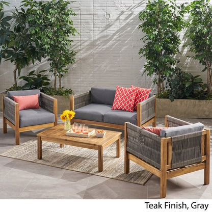 Set da esterno Laurel Modern Acacia Wood da 4 pezzi di Christopher Knight Home