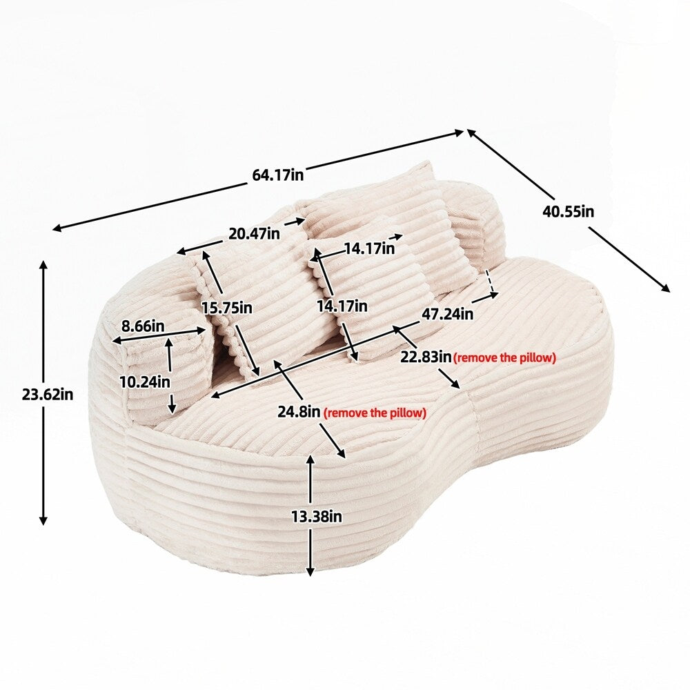 Divano Lazy Sofa, poltrona a sacco resistente e confortevole, con schienale alto, per adulti e bambini, 2 posti