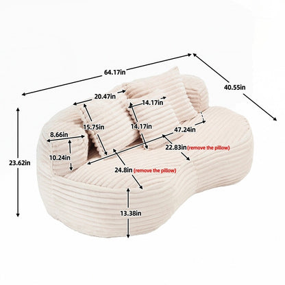Divano Lazy Sofa, poltrona a sacco resistente e confortevole, con schienale alto, per adulti e bambini, 2 posti