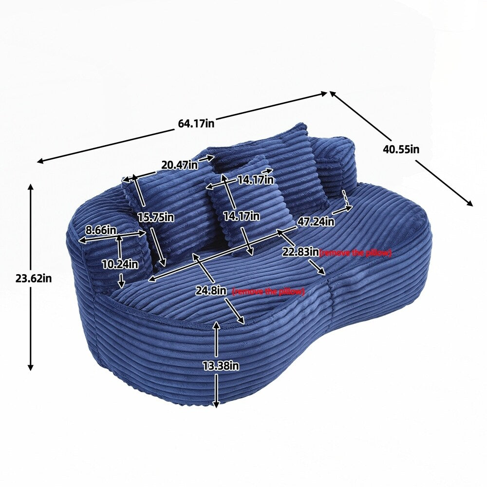 Divano Lazy Sofa, poltrona a sacco resistente e confortevole, con schienale alto, per adulti e bambini, 2 posti