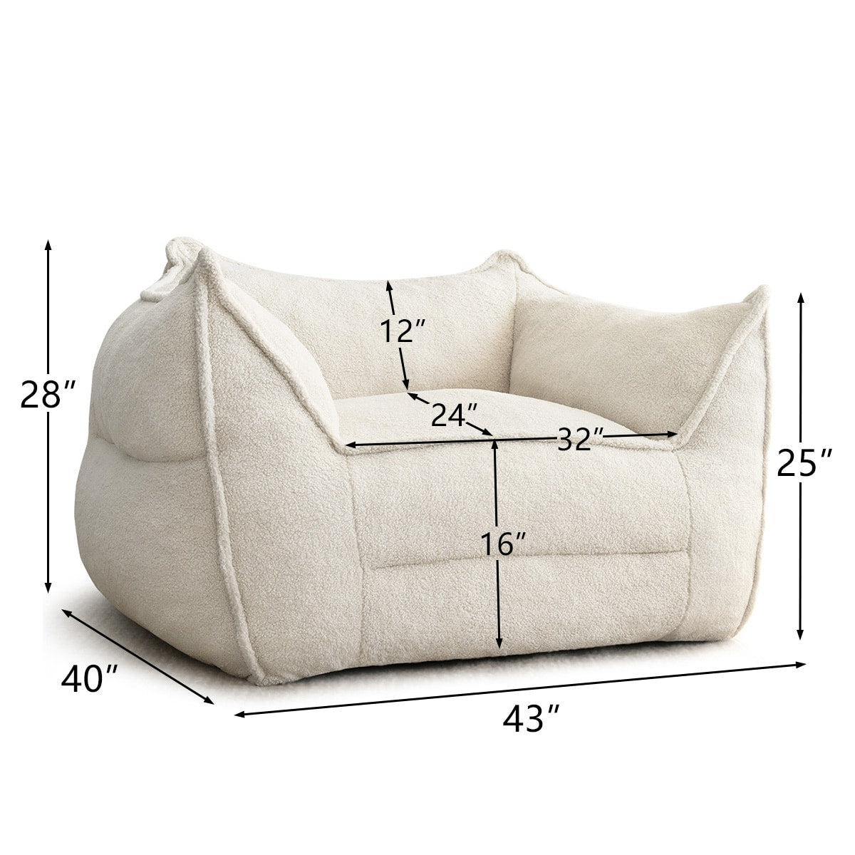 Divano Lazy Sofa Divano da soggiorno Poltrona a sacco con memory foam