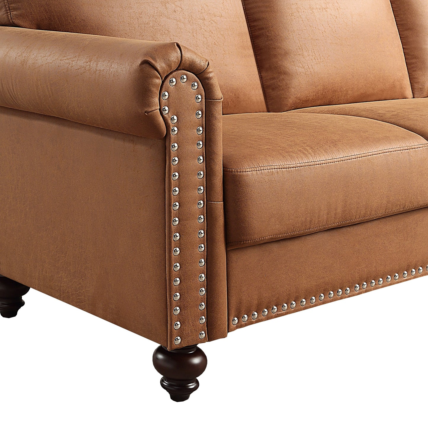 Divano rivestito in tessuto similpelle marrone - 31,50 x 80,31 x 34,25