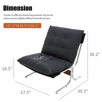 Poltrona in pelle, sedia moderna con schienale alto, sedie da soggiorno con gambe in metallo e imbottitura morbida, poltrone