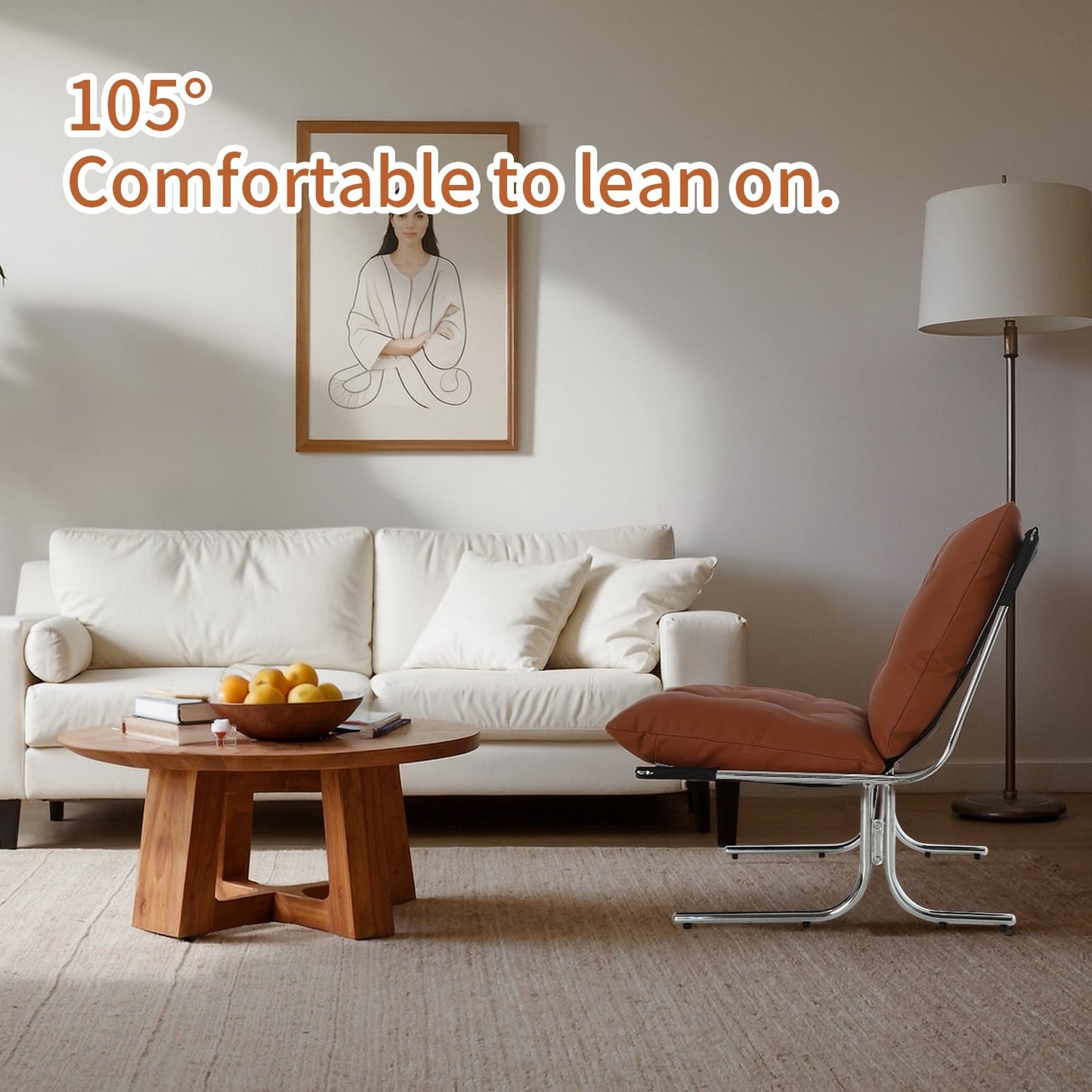 Poltrona in pelle, sedia moderna con schienale alto, sedie da soggiorno con gambe in metallo e imbottitura morbida, poltrone