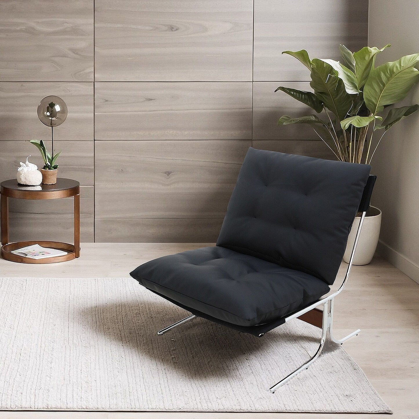 Poltrona in pelle, sedia moderna con schienale alto, sedie da soggiorno con gambe in metallo e imbottitura morbida, poltrone