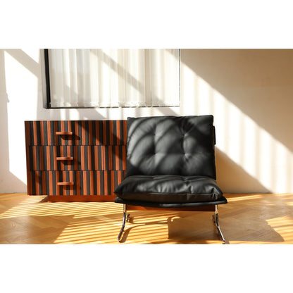 Poltrona in pelle, sedia moderna con schienale alto, sedie da soggiorno con gambe in metallo e imbottitura morbida, poltrone