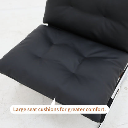 Poltrona in pelle, sedia moderna con schienale alto, sedie da soggiorno con gambe in metallo e imbottitura morbida, poltrone