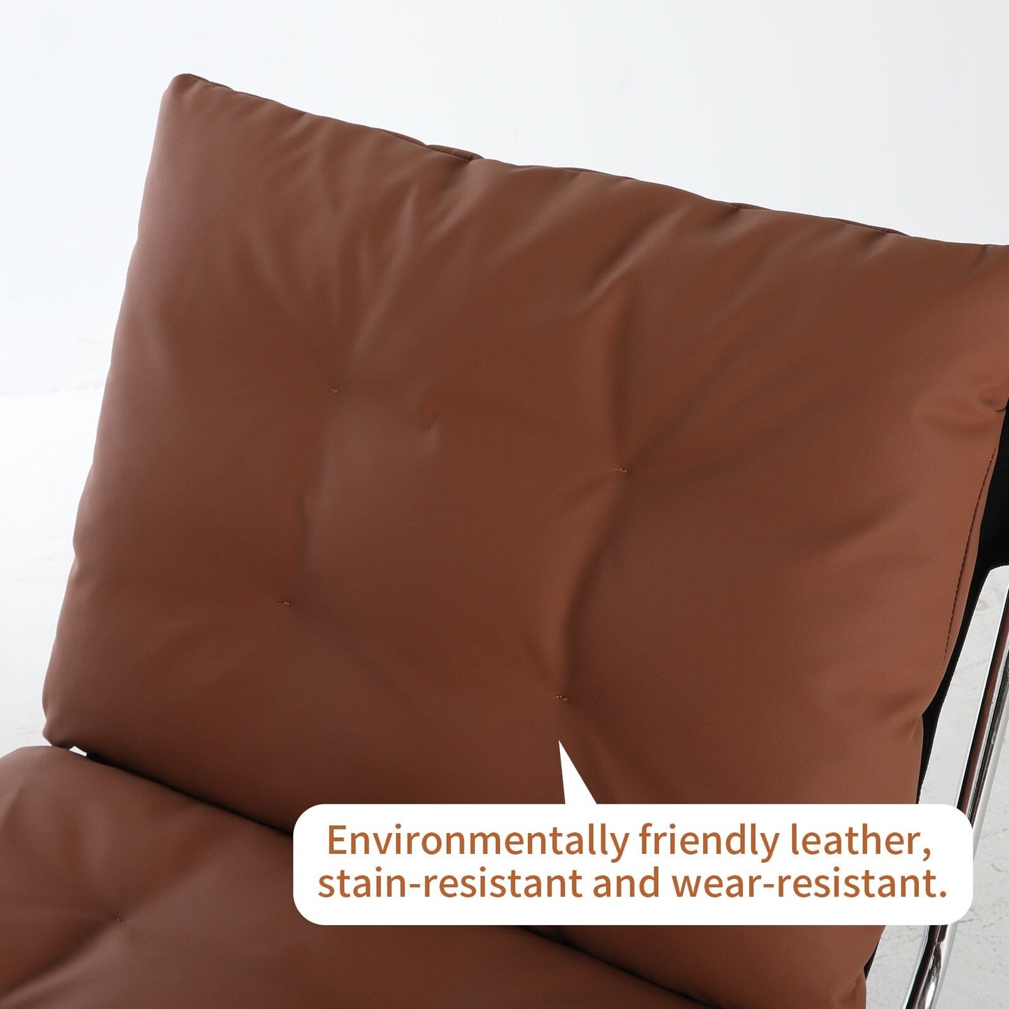 Poltrona in pelle, sedia moderna con schienale alto, sedie da soggiorno con gambe in metallo e imbottitura morbida, poltrone