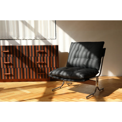 Poltrona in pelle, sedia moderna con schienale alto, sedie da soggiorno con gambe in metallo e imbottitura morbida, poltrone