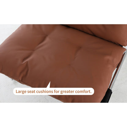 Poltrona in pelle, sedia moderna con schienale alto, sedie da soggiorno con gambe in metallo e imbottitura morbida, poltrone