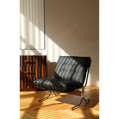 Poltrona in pelle, sedia moderna con schienale alto, sedie da soggiorno con gambe in metallo e imbottitura morbida, poltrone