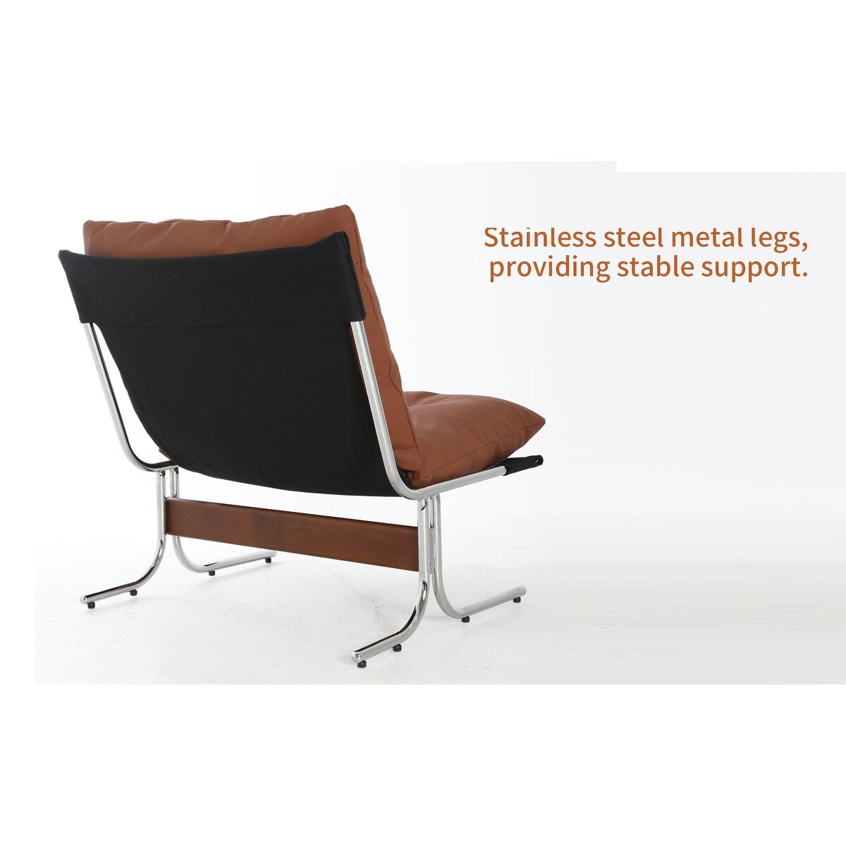 Poltrona in pelle, sedia moderna con schienale alto, sedie da soggiorno con gambe in metallo e imbottitura morbida, poltrone