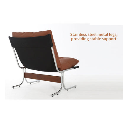 Poltrona in pelle, sedia moderna con schienale alto, sedie da soggiorno con gambe in metallo e imbottitura morbida, poltrone