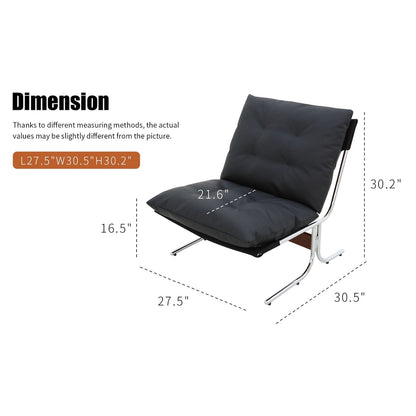 Poltrona in pelle, sedia moderna con schienale alto, sedie da soggiorno con gambe in metallo e imbottitura morbida, poltrone