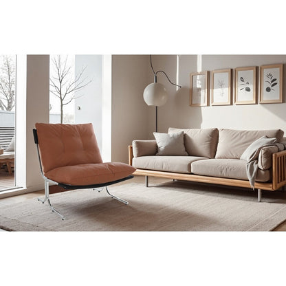 Poltrona in pelle, sedia moderna con schienale alto, sedie da soggiorno con gambe in metallo e imbottitura morbida, poltrone