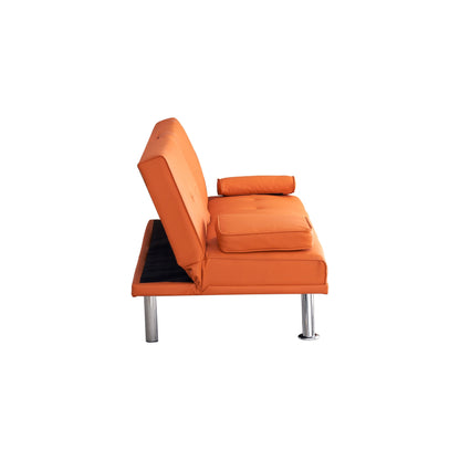 Divano letto pieghevole doppio in pelle per ufficio con tavolino abbinato, design multifunzionale