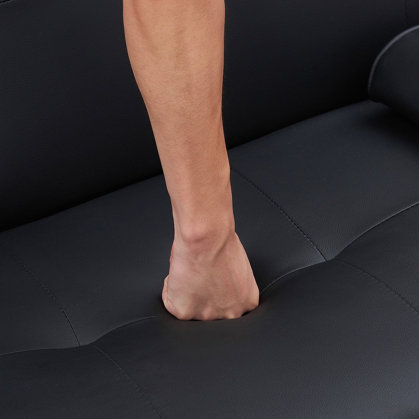 Divano letto pieghevole doppio in pelle per ufficio con tavolino abbinato, design multifunzionale