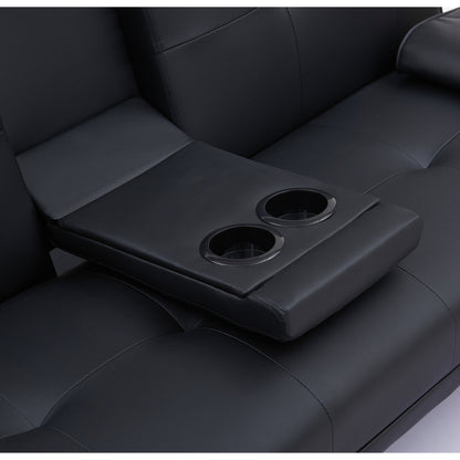 Divano letto pieghevole doppio in pelle per ufficio con tavolino abbinato, design multifunzionale